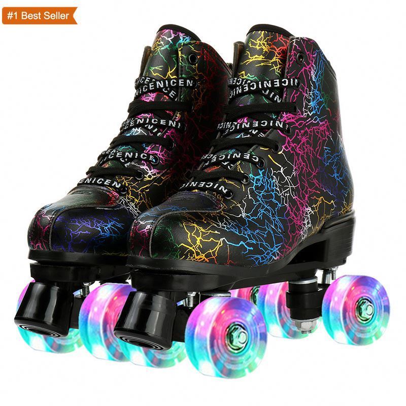 Istaride New Ice Skates Adult Double Row Roller Skates Luminous Wheels Rollschuhlaufen Men'S And Women'S Roller Shoes Skates