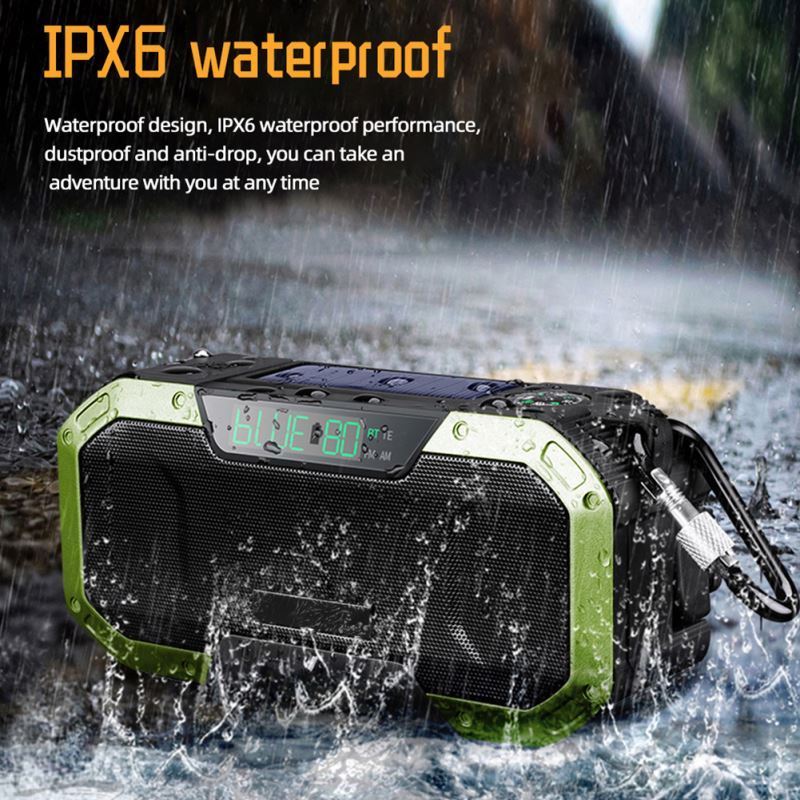 Jumon Emergency Radio Waterproof Bluetooth Speaker Portable Digital AM FM Banca Di Energia Solare Hand Crank with Solar