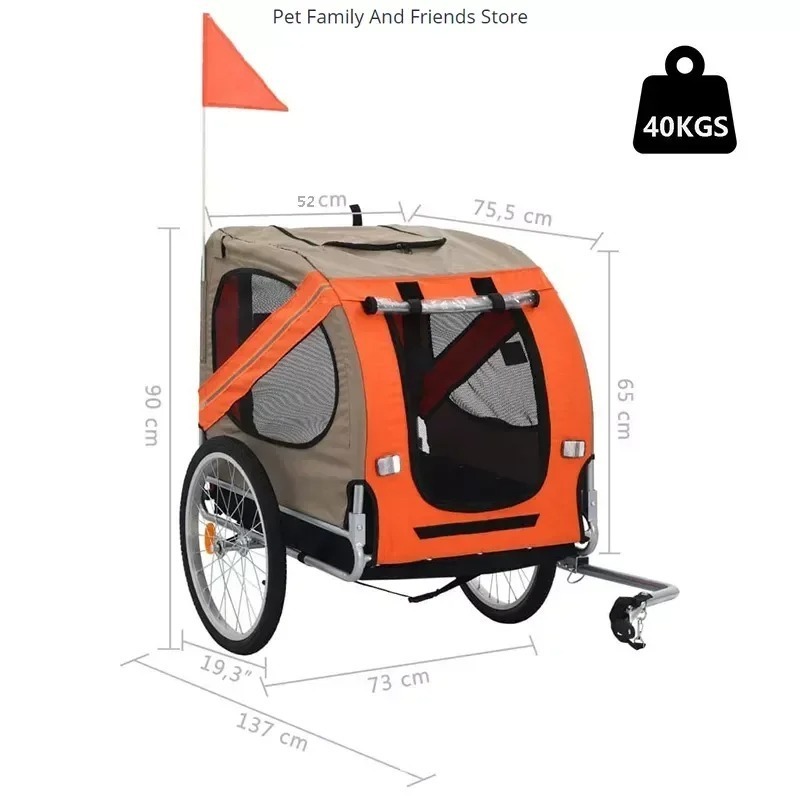 Istaride Foldable Pet Cart Dog Bicycle Trailer Outdoor Riding Dual-purpose Camping Luggage Trailer Dog Carrier Pet Stroller