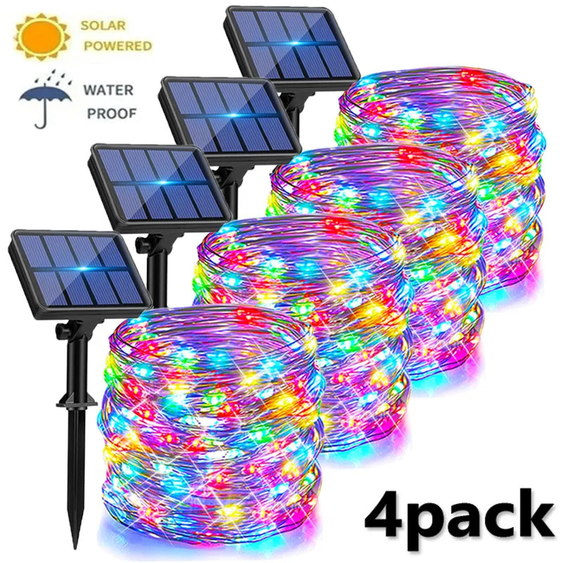 Jumon Solar String Lights Outdoor Waterproof Solar Powered Copper Wire 8 Modes Fairy Lights for Wedding Party Christmas Tree