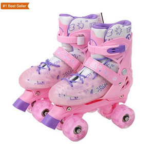 Istaride Flashing Pu Wheels Double Row Makarali Bicaklar Roller Skates Shoes For Kids Adjustable 4 Roller Skate