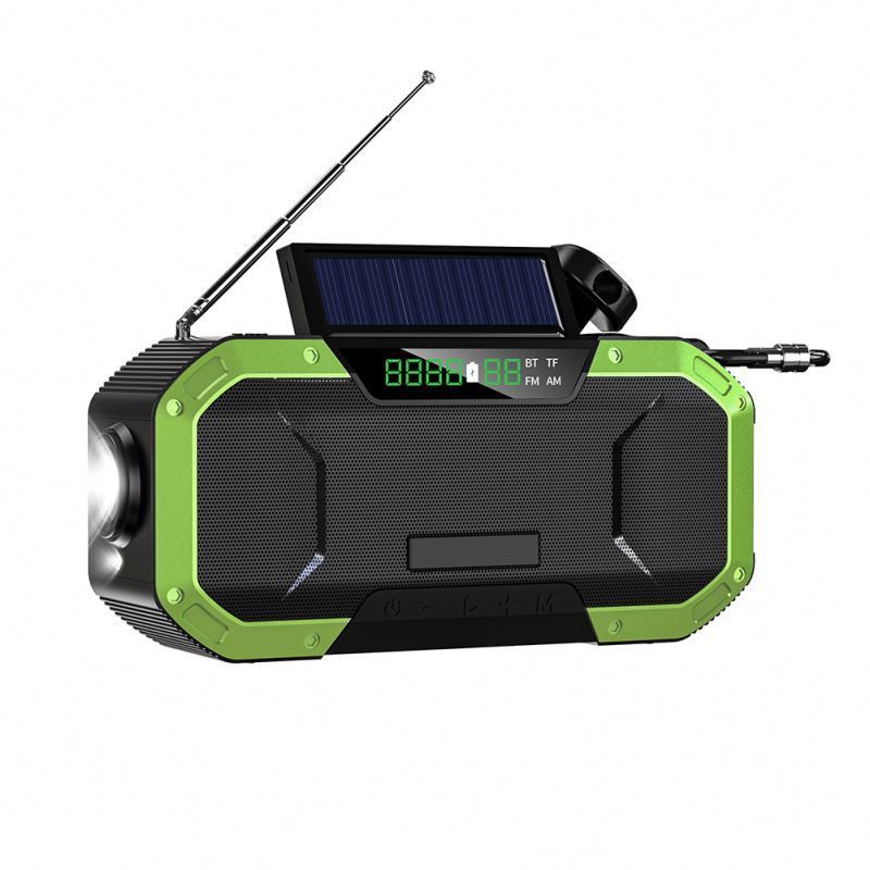 Jumon Emergency Radio Waterproof Bluetooth Speaker Portable Digital AM FM Banca Di Energia Solare Hand Crank with Solar