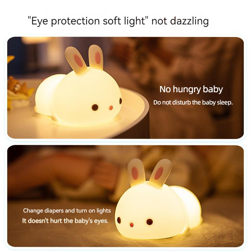 Jumon Cute Gift for Kids Children Cartoon Lamp Creative Rabbit Silicone Night Light LED Lamp