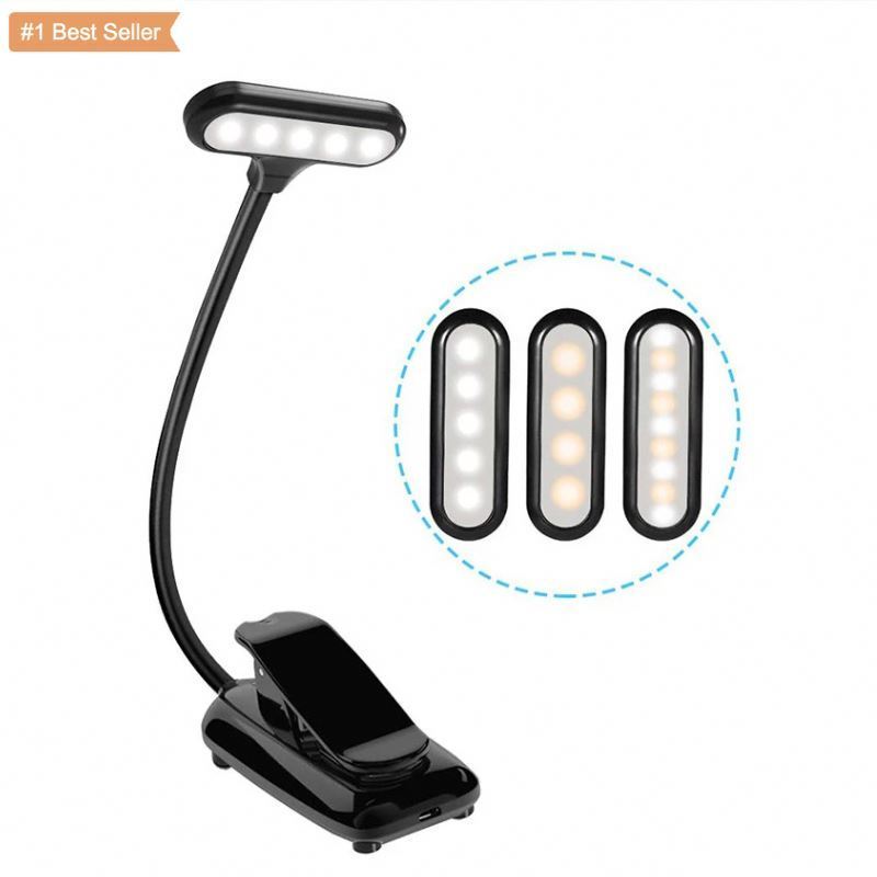 Jumon LED Eye Protection Book Night Light Adjustable Mini Clip-On Study Desk Lamp Battery Powered Flexible Bedroom Reading Light