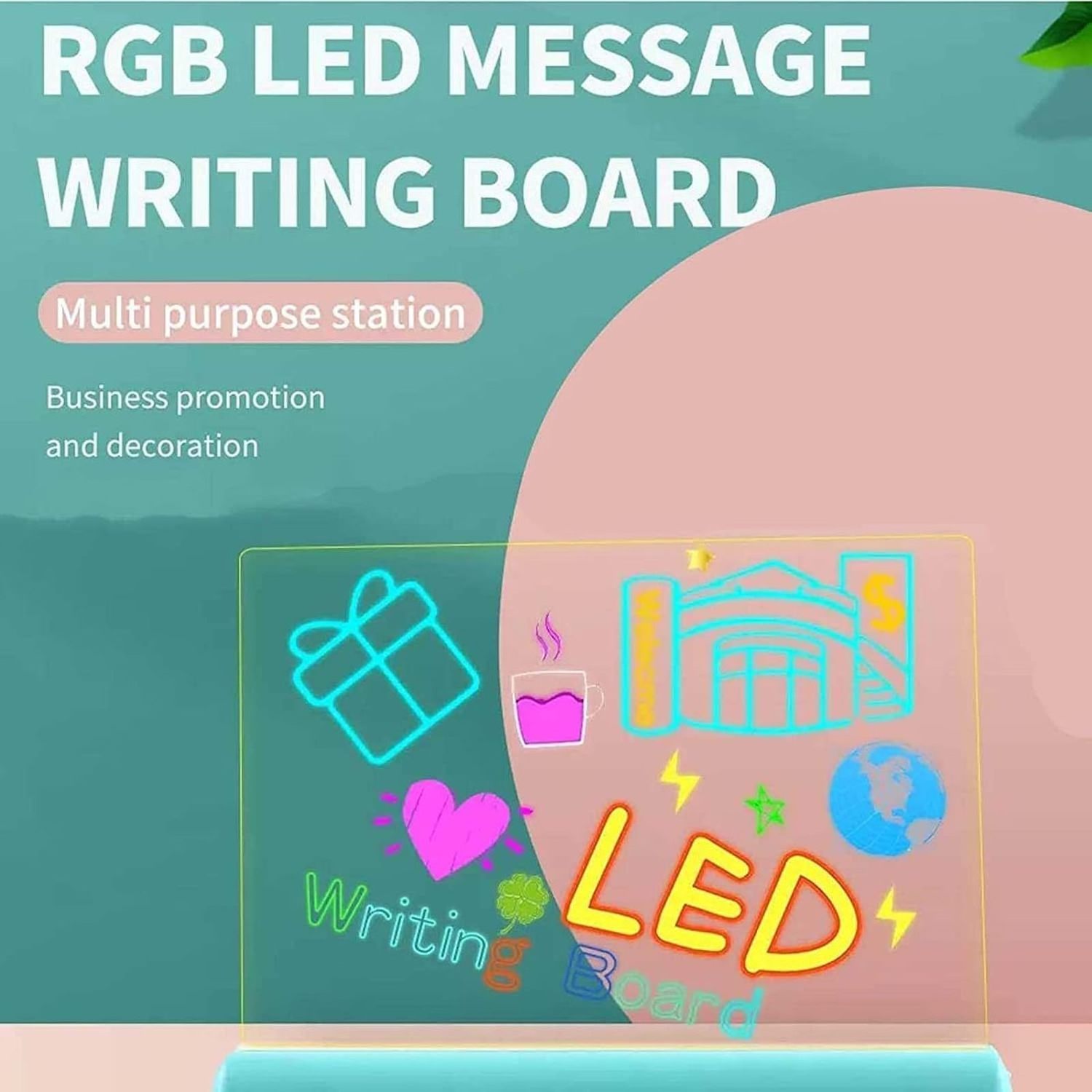 Jumon LED Night Light Acrylic Message Note Board With Bracket Erasable Children Drawing Board Kids Gifts Bedroom