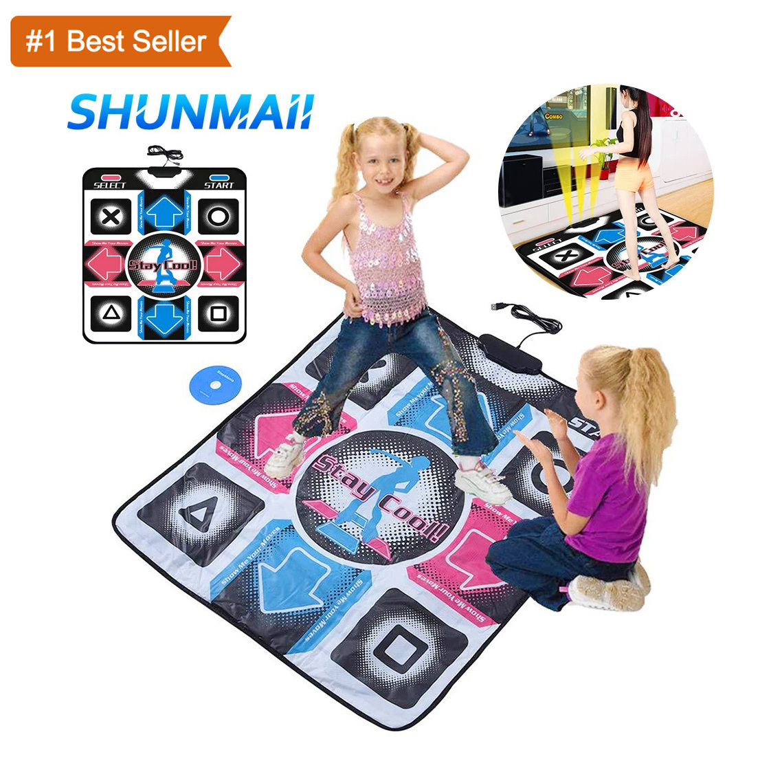 Jumon Children Adult PC Fitness Dance Mat Blanket Non-Slip Dancing Game Step Pad PVC Material USB Wired Dance Mat