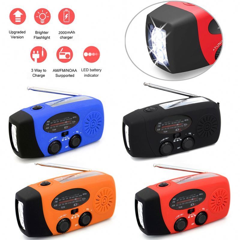 Jumon 2000mAh Multifunctional Linternas Para Emergencias USB Charging FM AM WB NOAA Weather Radio Emergency LED Flashlight Torch