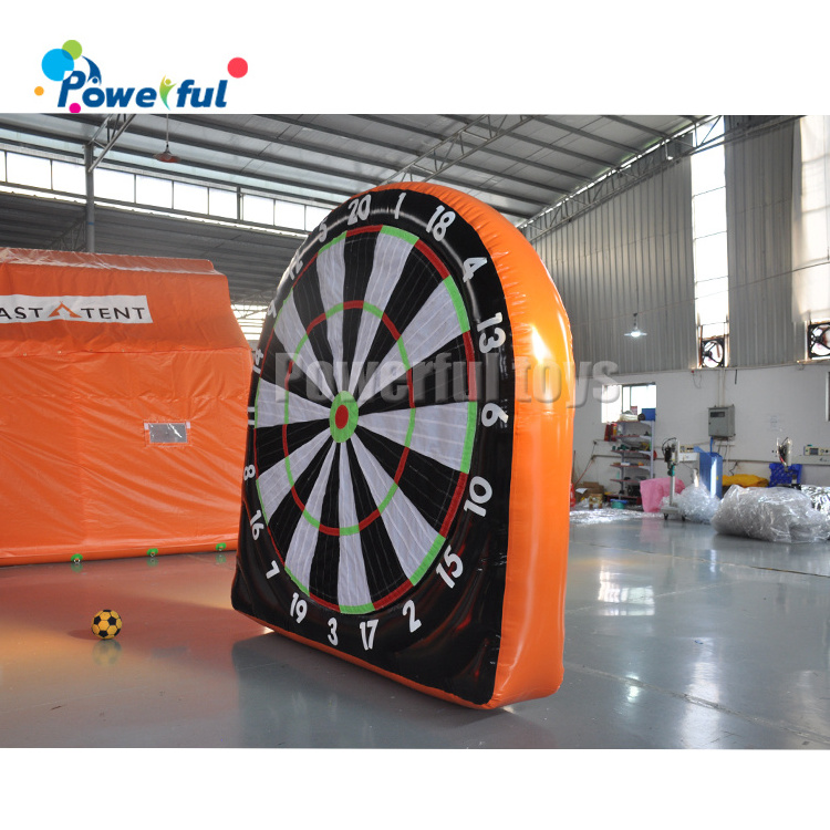 Mini size outdoor trampoline park game inflatable football soccer golf dart board Inflatable foot dart board shooting game