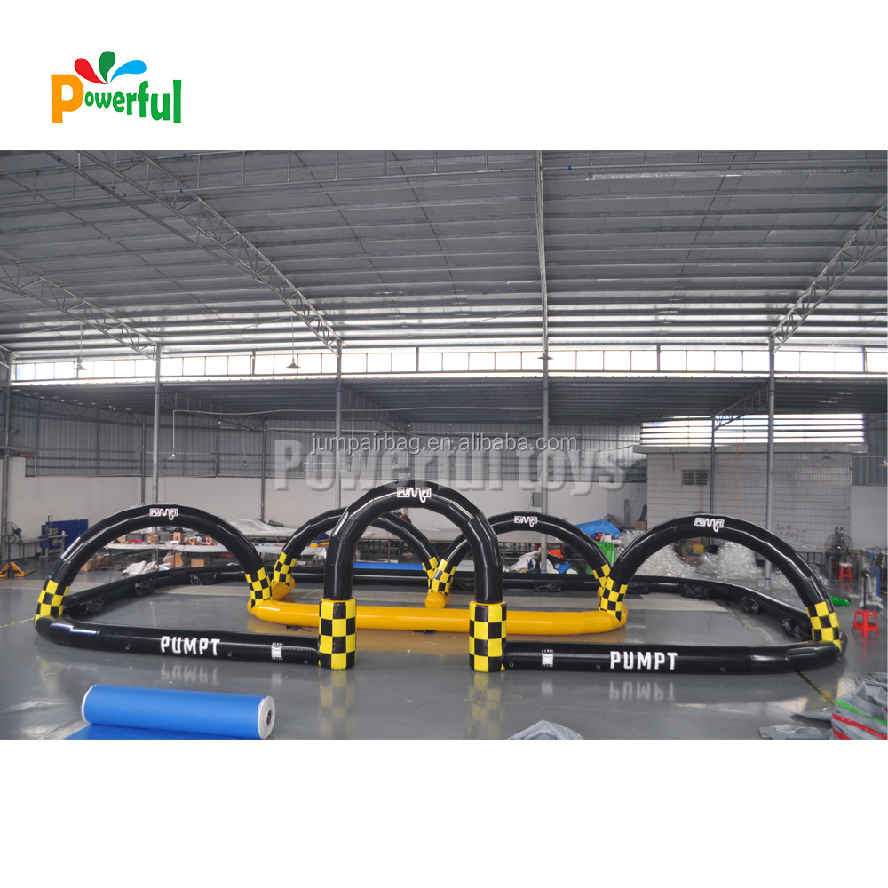 commercial Speeding Karting Track New Car Racing Games Inflatable Race Track For Sale 15m Go Kart Track