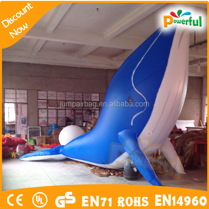 led light inflatable whale marine advertising inflatable white blue whale