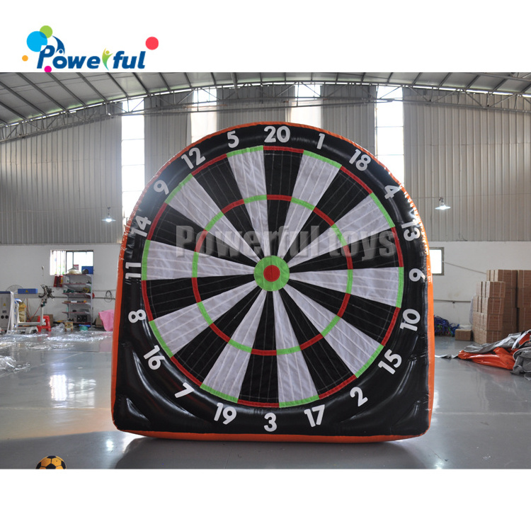 Mini size outdoor trampoline park game inflatable football soccer golf dart board Inflatable foot dart board shooting game