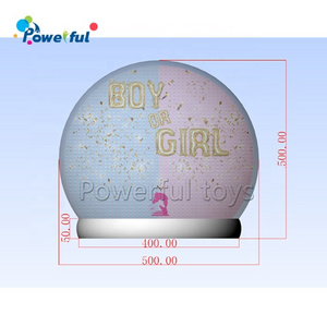 Gender reveal snowglobe party photo booth boy or girl inflatable snow globe