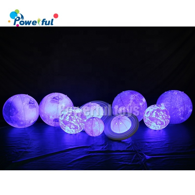 Inflatable Planet Large LED Light Inflatable Space Theme Party Decoration Hanging Planets Solar System Helium Balloons