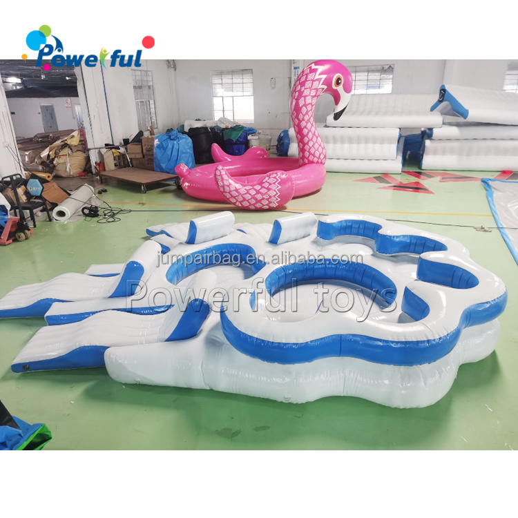 6-10 Person towable relasation island tropical tahiti lounge inflatable water floating island