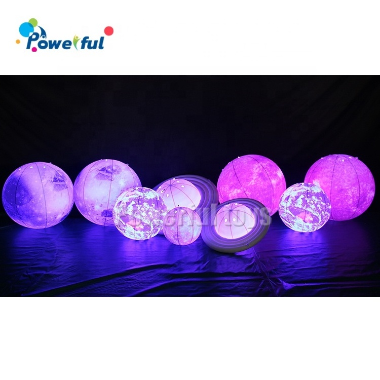 Inflatable Planet Large LED Light Inflatable Space Theme Party Decoration Hanging Planets Solar System Helium Balloons