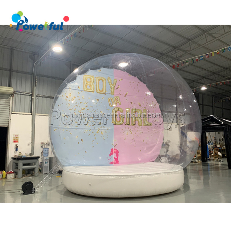 Gender reveal snowglobe party photo booth boy or girl inflatable snow globe