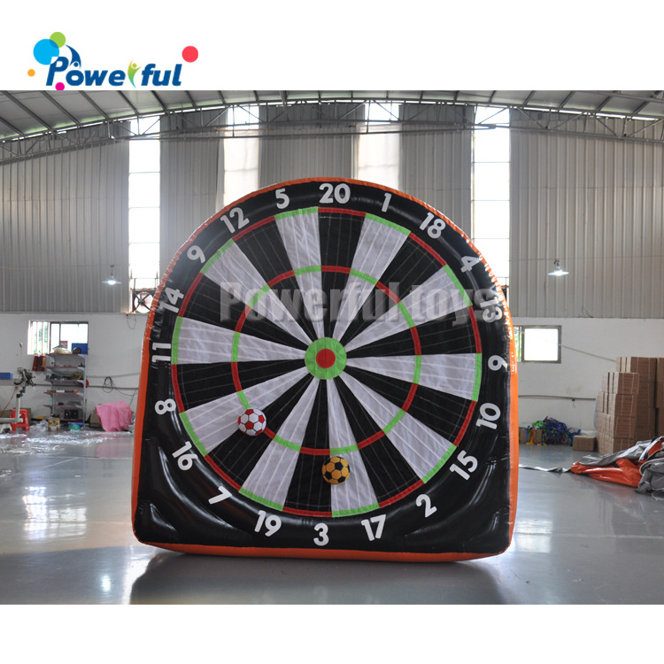 Mini size outdoor trampoline park game inflatable football soccer golf dart board Inflatable foot dart board shooting game