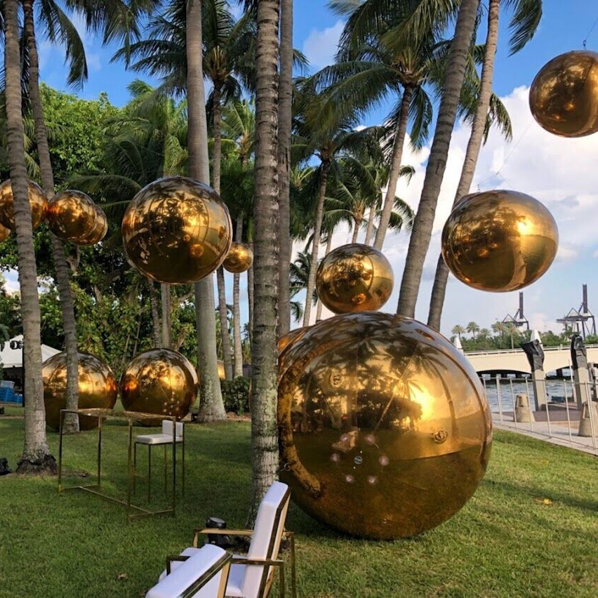 gold inflatable  advertising decorations mirror ball earth planet balloon balls for Christmas