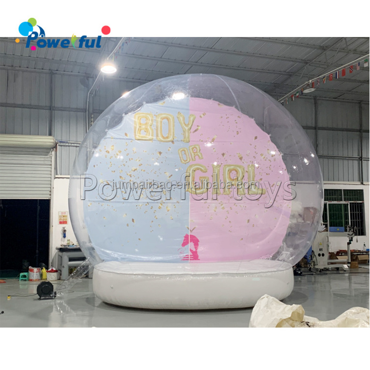 Gender reveal snowglobe party photo booth boy or girl inflatable snow globe