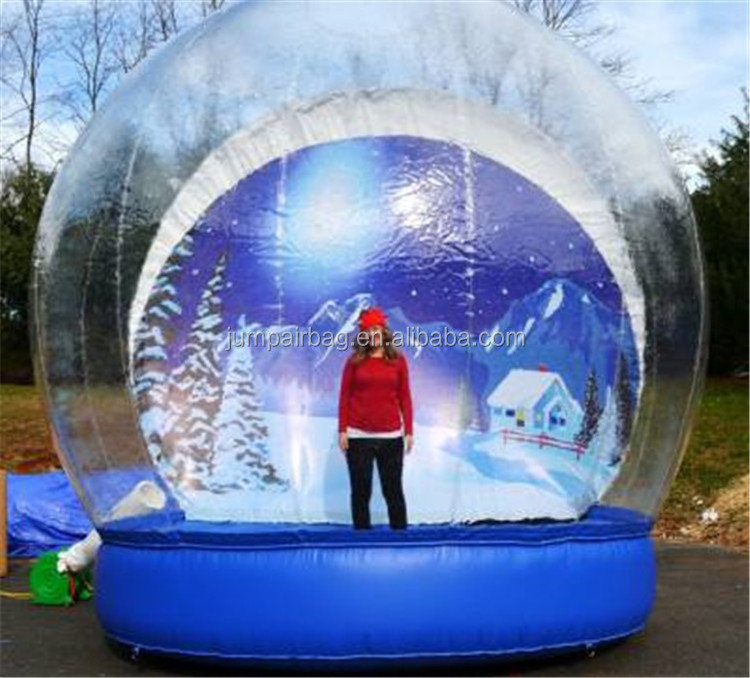 Christmas Outdoor Decorations Giant Snow Globe Bubble Tent,Inflatable Human Size Snow Globe For Sale