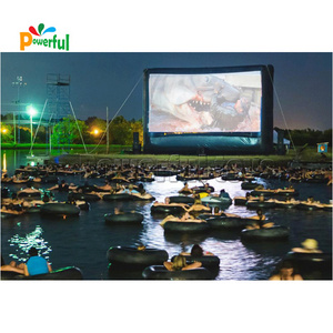 Swimming pool inflatable floating movie screen outdoor