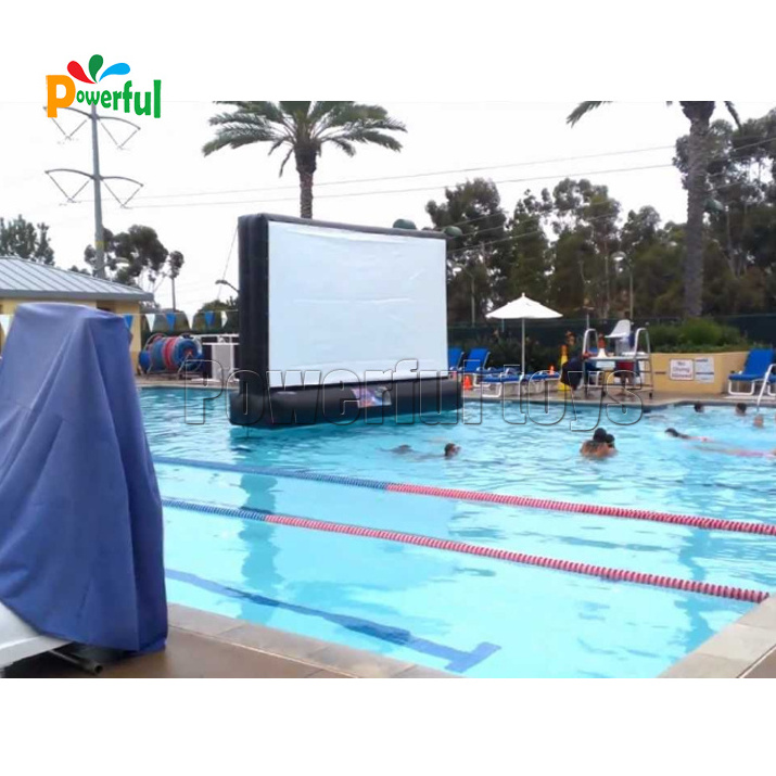 Swimming pool inflatable floating movie screen outdoor