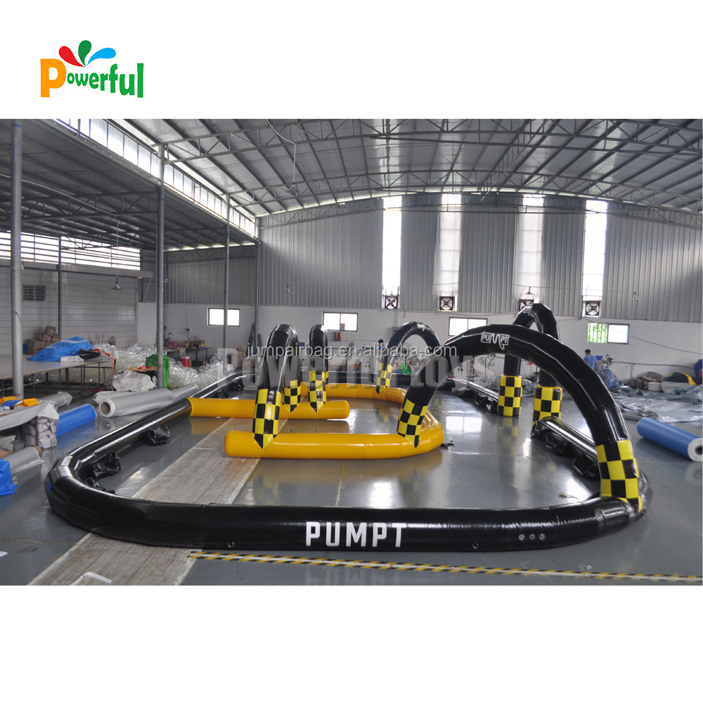 commercial Speeding Karting Track New Car Racing Games Inflatable Race Track For Sale 15m Go Kart Track