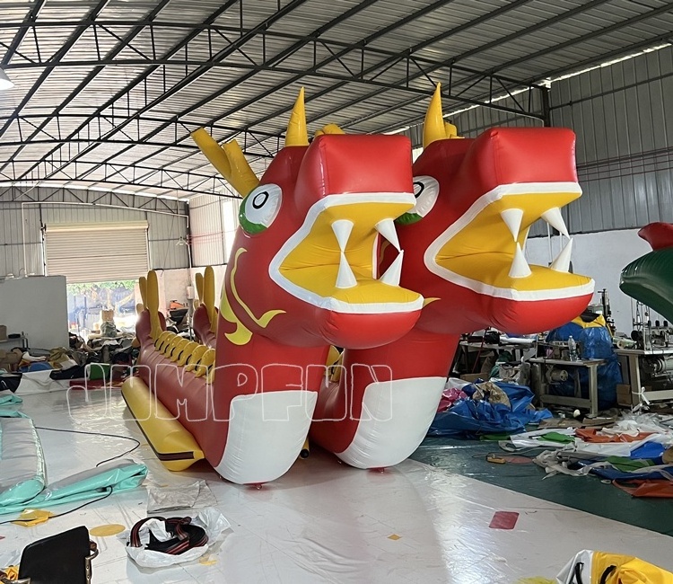 Two head dragon boat 18 seats Giant inflatable dragon ship double lane dragon banana boat