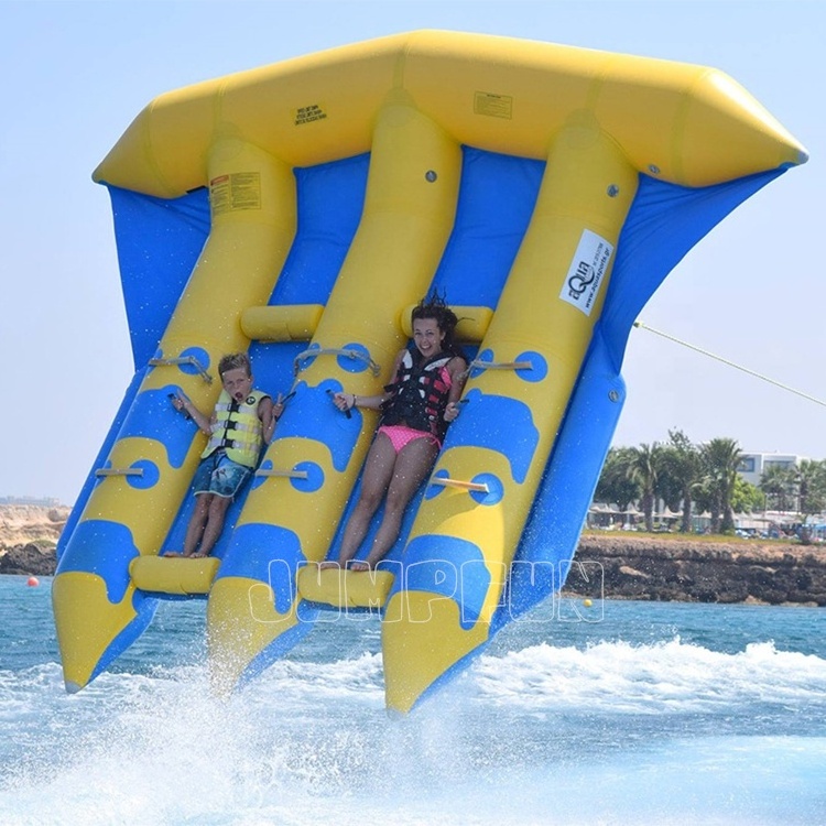 Best quality inflate fly fish water park rental games PVC flying fish boat water towable banana tube ski