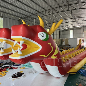 Two head dragon boat 18 seats Giant inflatable dragon ship double lane dragon banana boat