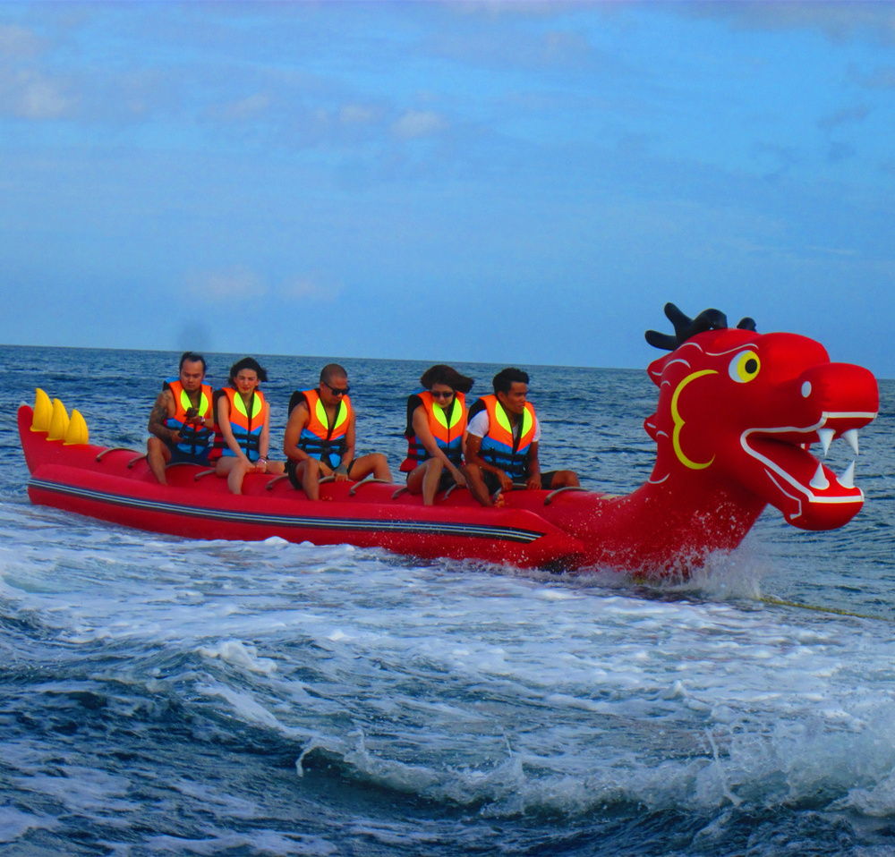 12 passenger inflatable dragon boat Giant banana boat Dragon design towable inflatable boat