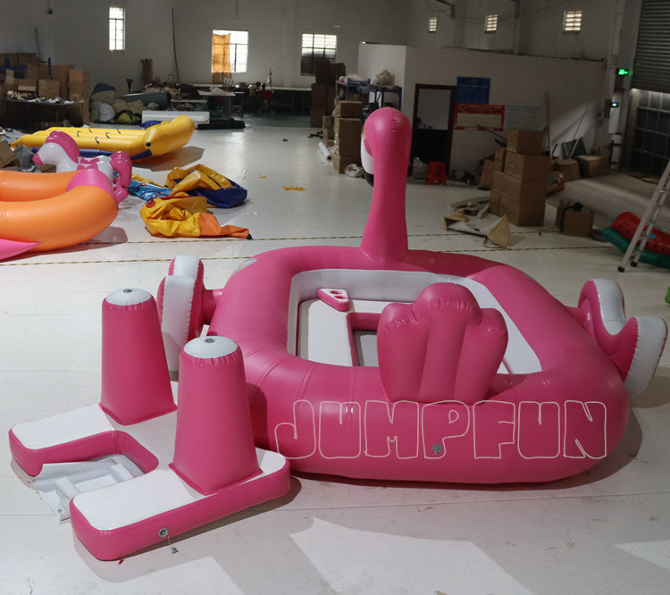 Giant inflatable flamingo boat 460x381x223cm water towable flamingo island STOCK with best discount