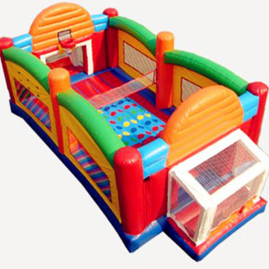 JUMPFUN adults N children Inflatable volleyball court,Interactive Inflatable Soccer Field with Twistter games commercial sale sale