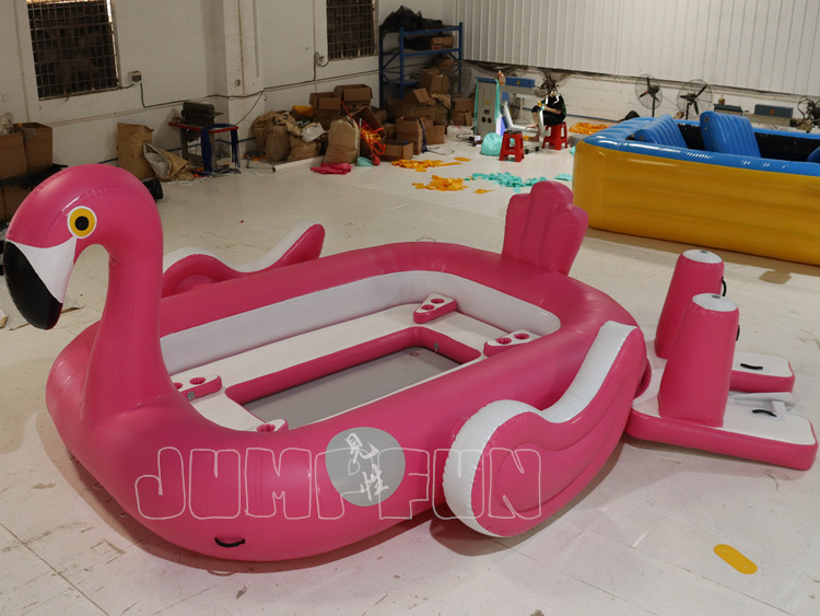 Giant inflatable flamingo boat 460x381x223cm water towable flamingo island STOCK with best discount