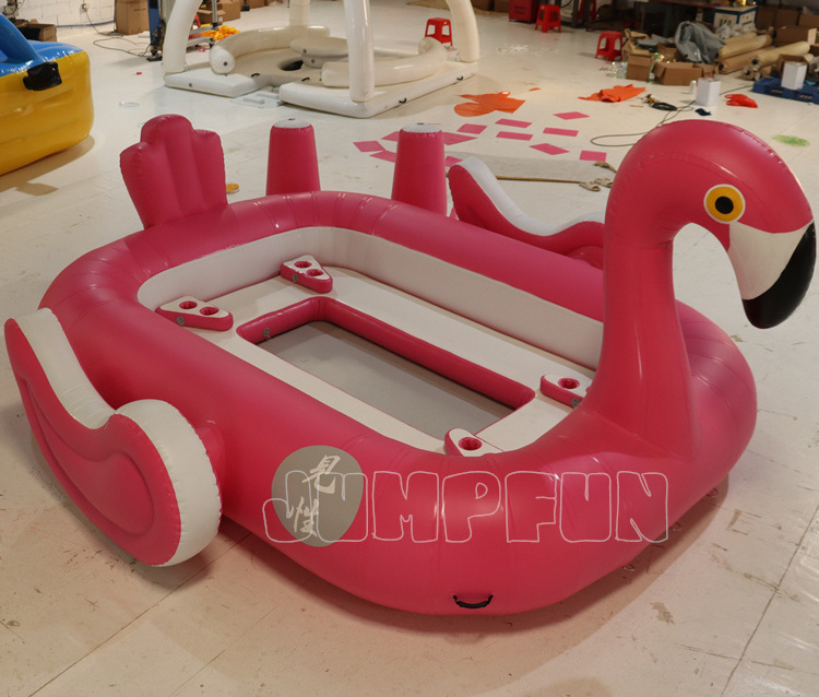 Giant inflatable flamingo boat 460x381x223cm water towable flamingo island STOCK with best discount