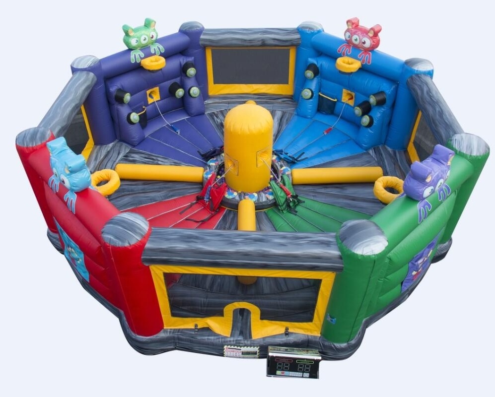 Inflatable Hungry Hippo Chow Down Tug Dunk Games 2 in 1 ISP system Inflatable Light Hunter Strike Lights 4 persons bungee run cheap