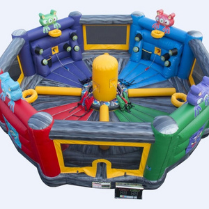 Inflatable Hungry Hippo Chow Down Tug Dunk Games 2 in 1 ISP system Inflatable Light Hunter Strike Lights 4 persons bungee run cheap