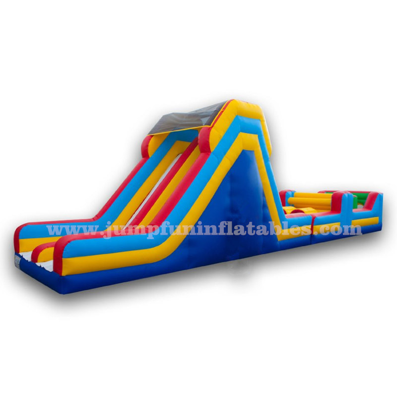 Hot Quality 50feet Human obstacle course inflates jumping amusement park with big inflates slide