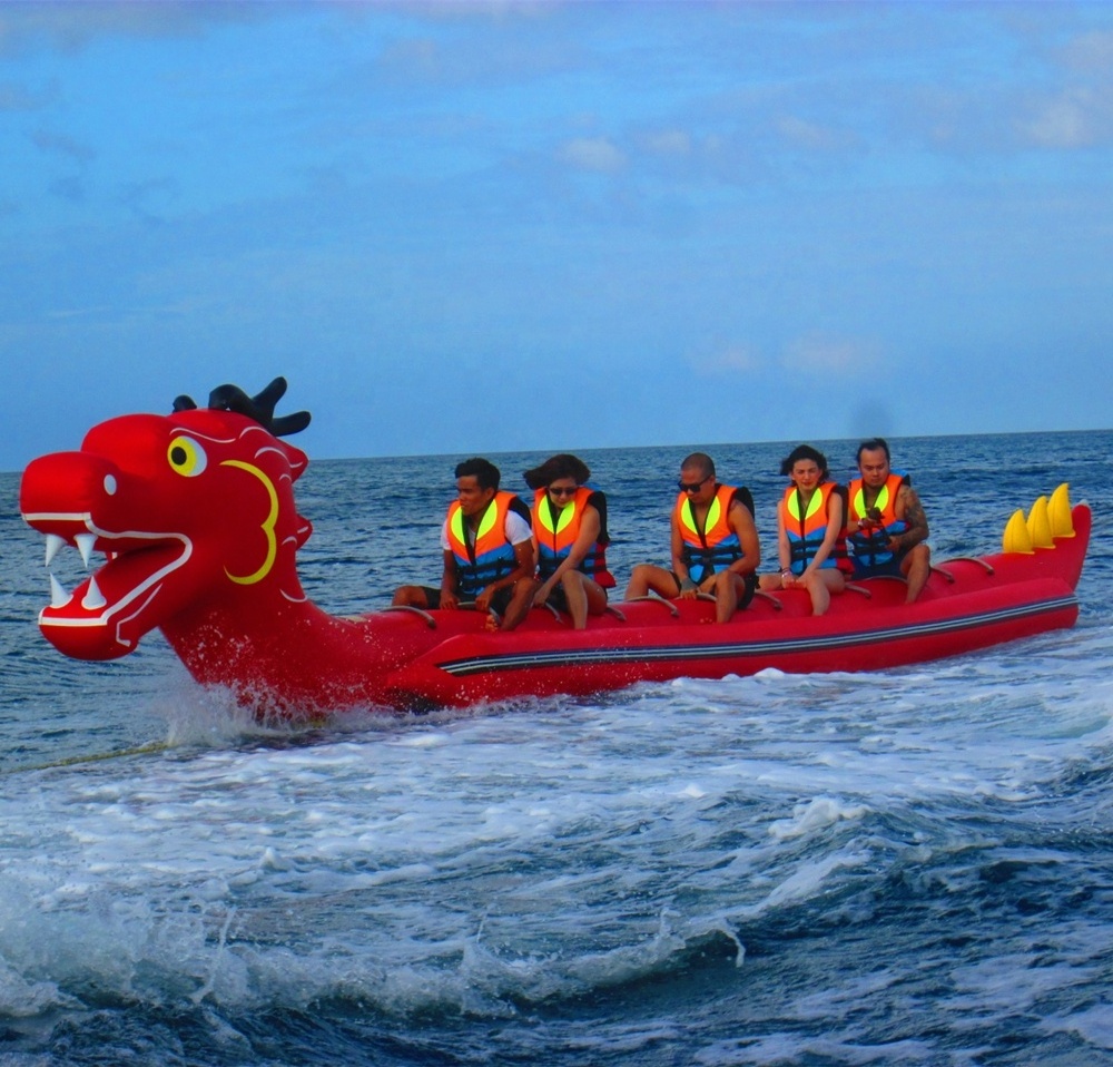 12 passenger inflatable dragon boat Giant banana boat Dragon design towable inflatable boat