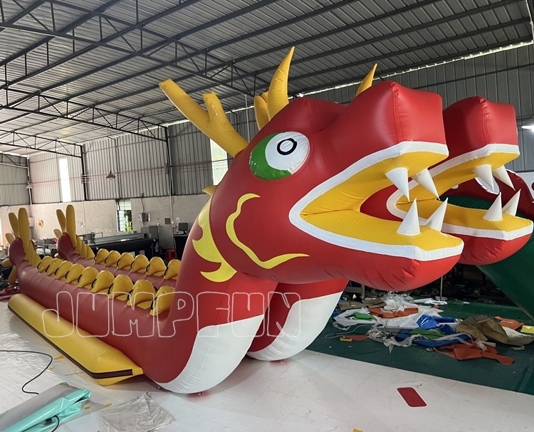 Two head dragon boat 18 seats Giant inflatable dragon ship double lane dragon banana boat