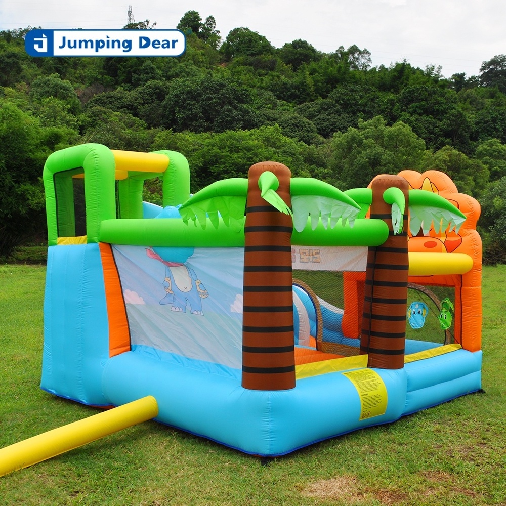 Little lion slide inflatable jumping bouncing house dinosaur bouncing castle inflatable castle with air cushion jumping ball pit