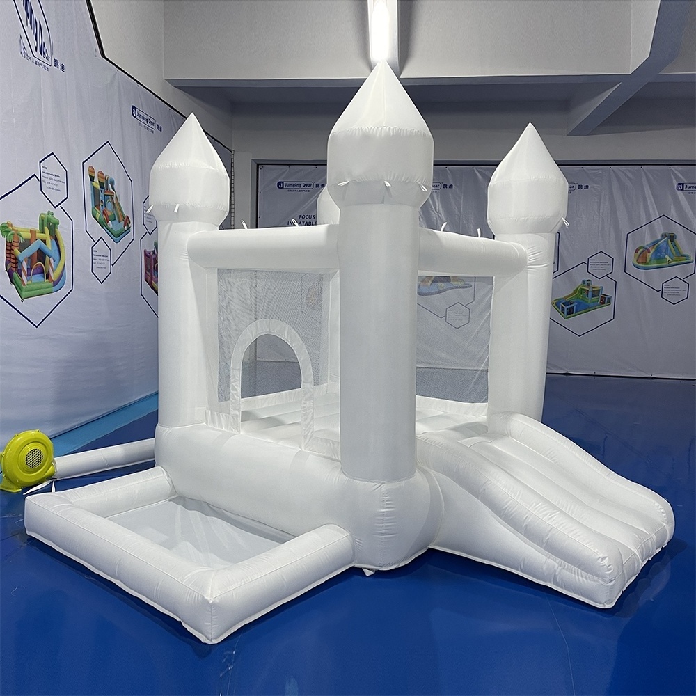 Pretty mini white wedding indoor outdoor white inflatable castle bounce house jumping trampoline