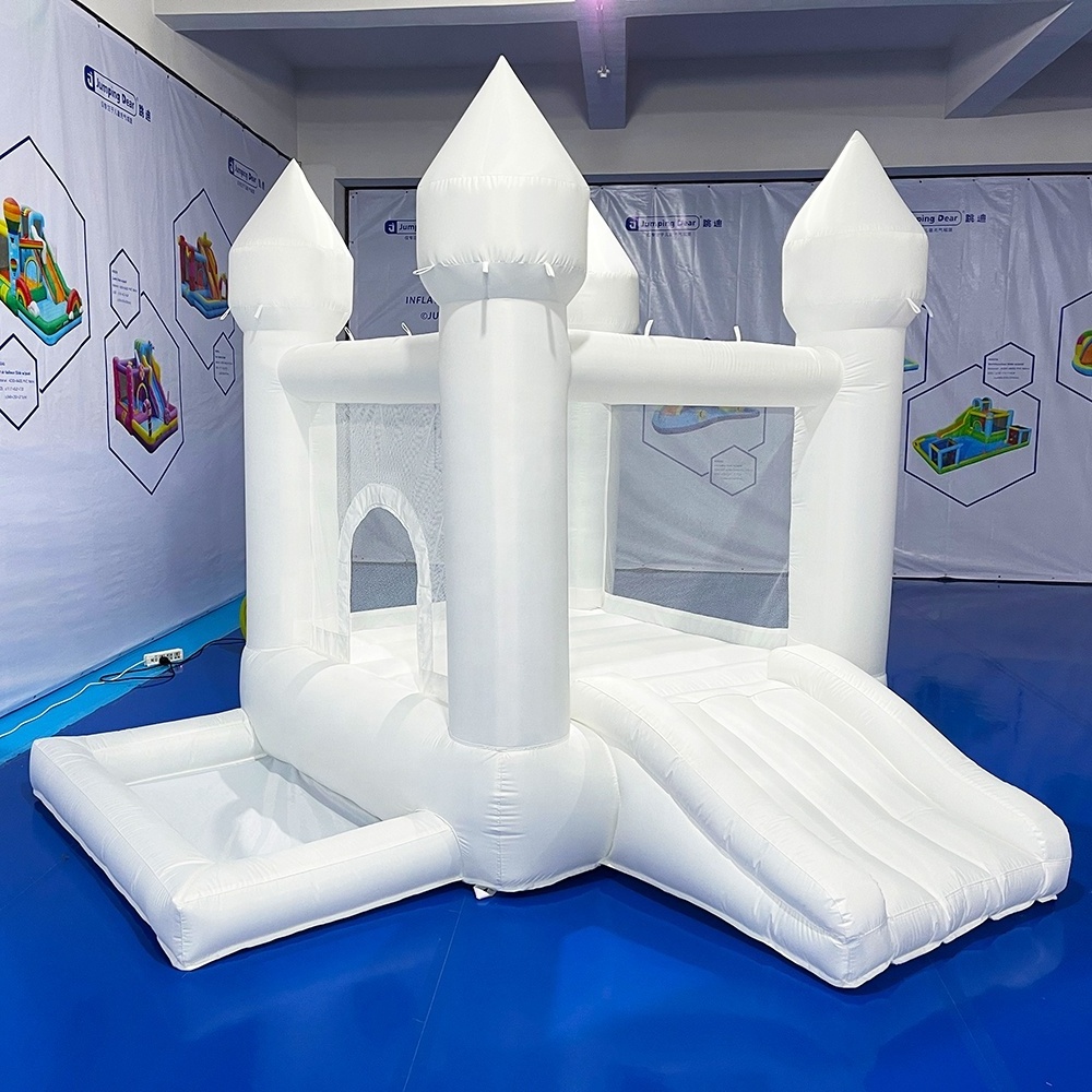 Pretty mini white wedding indoor outdoor white inflatable castle bounce house jumping trampoline