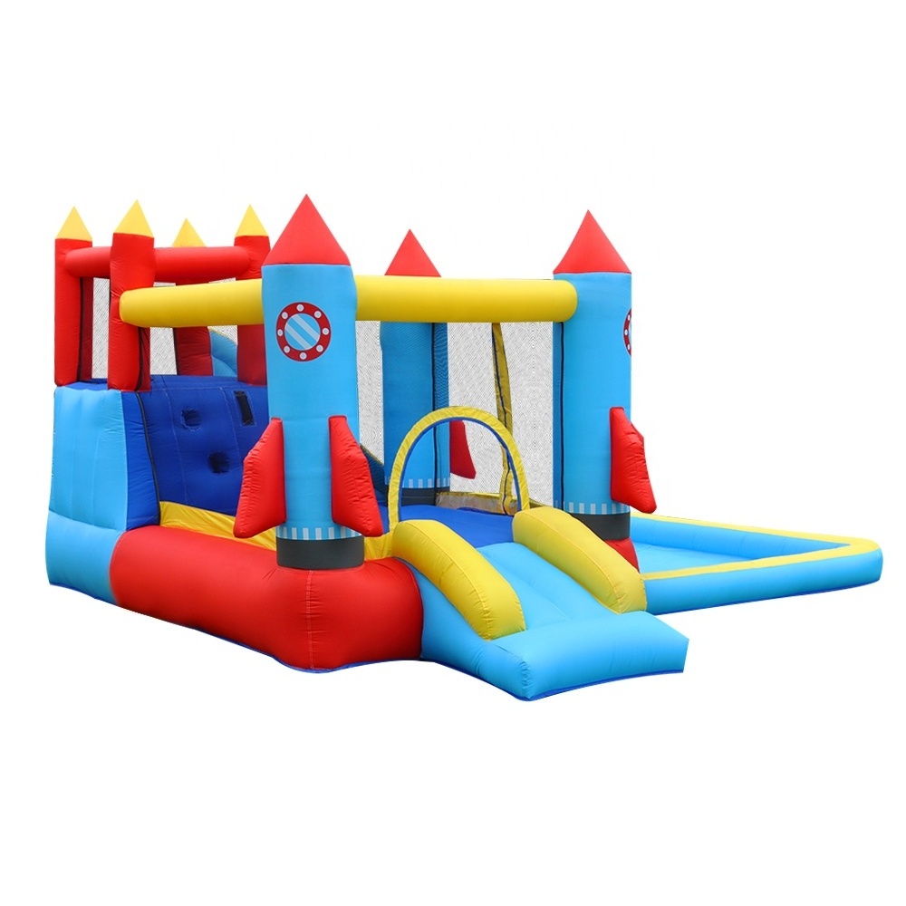 Suitable for outdoor inflatable bounce house water slide with water gun rock climbing wall jump pool ball pool elastic castles