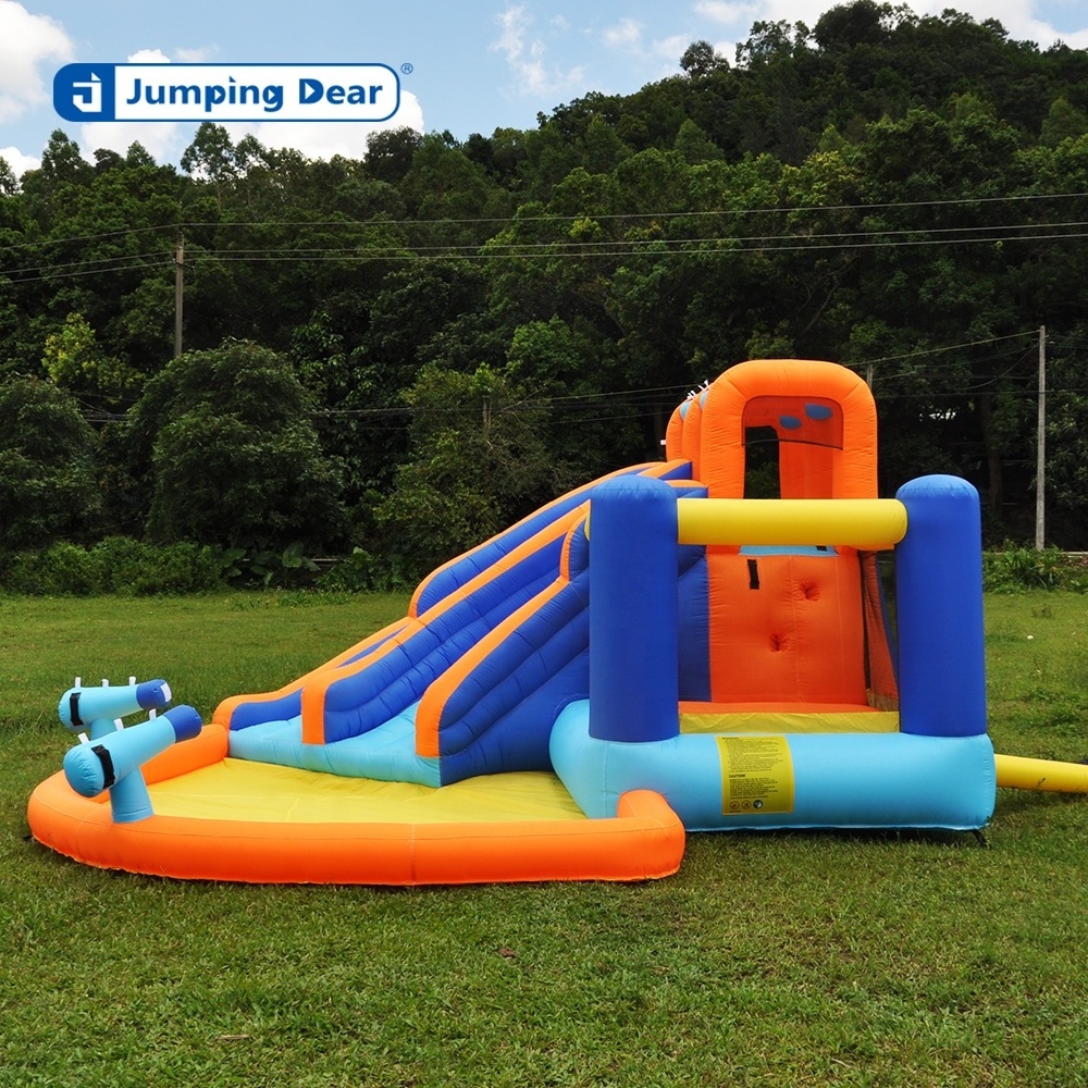 Wholesale bouncy castle children bouncing castle with water cannon inflatable combination water park double water slide