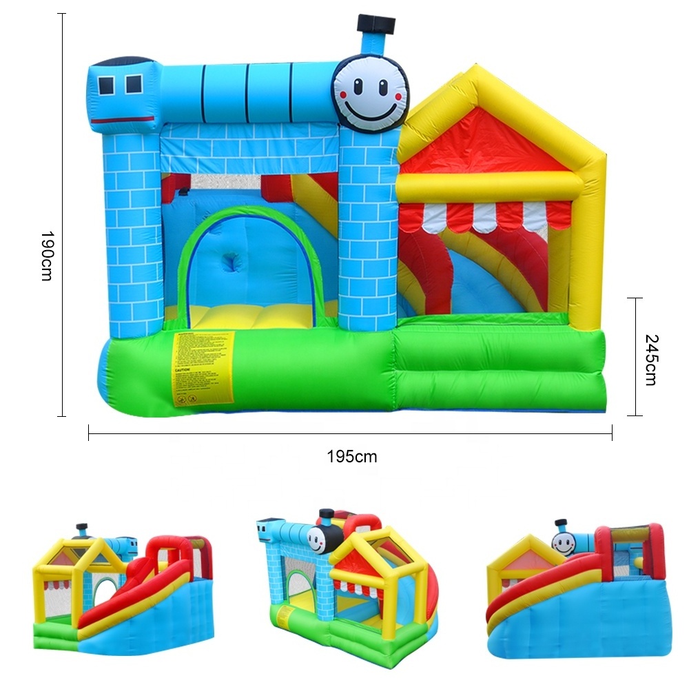 Birthday party commercial inflatable bouncer small train bounce house dry slide combination set castle game house