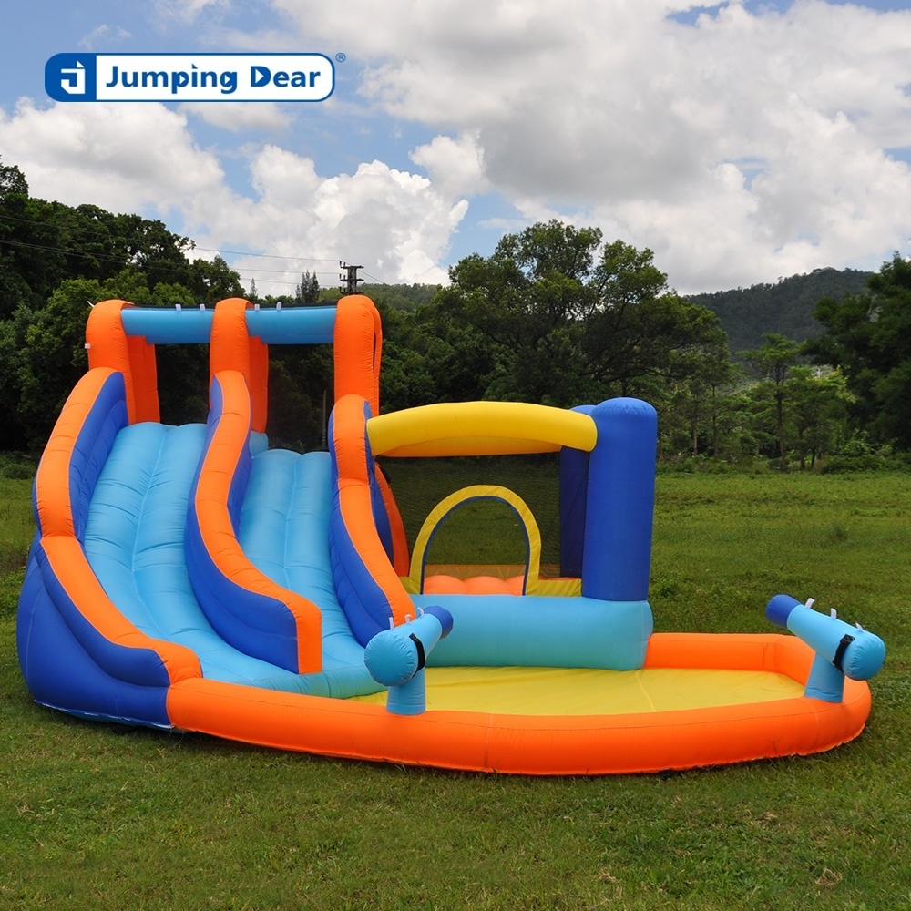 Wholesale bouncy castle children bouncing castle with water cannon inflatable combination water park double water slide