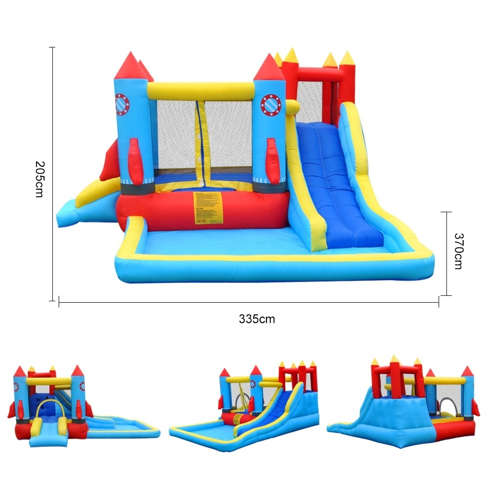 Suitable for outdoor inflatable bounce house water slide with water gun rock climbing wall jump pool ball pool elastic castles