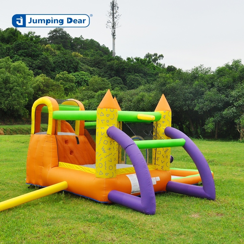 Inflatable diving slide pool water park with water splash function rock climbing wall large pool long water slide