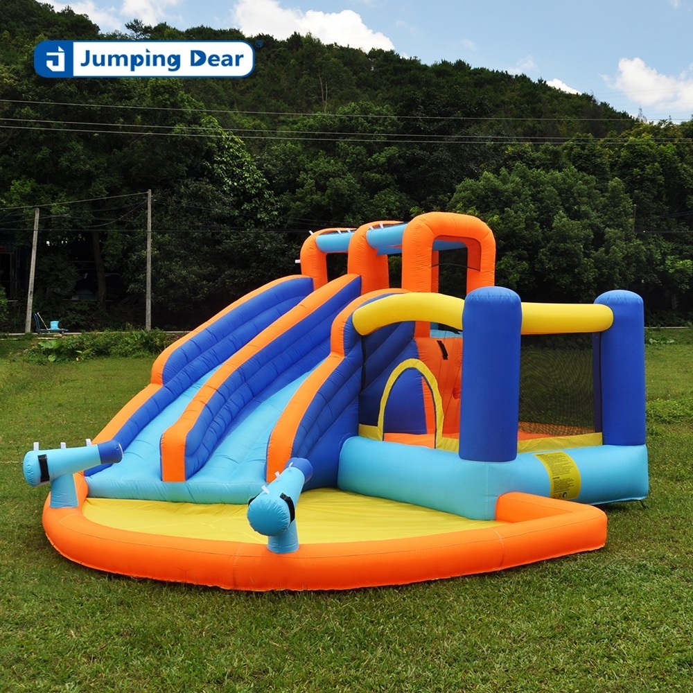 Wholesale bouncy castle children bouncing castle with water cannon inflatable combination water park double water slide